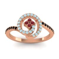 Ruby Fashion Ring In 18K Rose Gold With Aquamarine And Black Onyx – Valaya Simple Ring