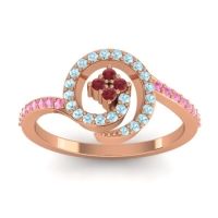 Ruby Fashion Ring In 14K Rose Gold With Aquamarine And Pink Tourmaline – Valaya Simple Ring