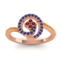 Ruby Fashion Ring In 18K Rose Gold With Blue Sapphire And Citrine – Valaya Simple Ring