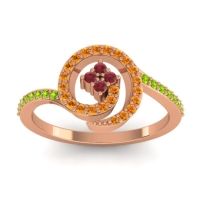 Ruby Fashion Ring In 18K Rose Gold With Citrine And Peridot – Valaya Simple Ring