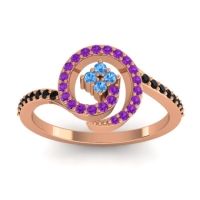 Swiss Blue Topaz Fashion Ring In 18K Rose Gold With Amethyst And Black Onyx – Valaya Simple Ring