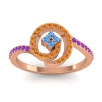 Swiss Blue Topaz Fashion Ring In 18K Rose Gold With Citrine And Amethyst – Valaya Simple Ring