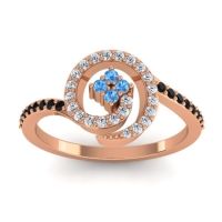 Swiss Blue Topaz Fashion Ring In 18K Rose Gold With Lab Diamond And Black Onyx – Valaya Simple Ring