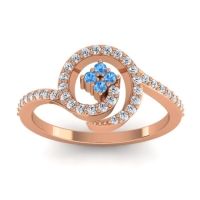 Swiss Blue Topaz Fashion Ring In 14K Rose Gold With Lab Diamond – Valaya Simple Ring