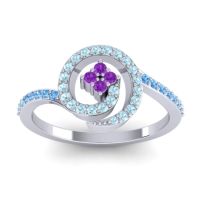 Amethyst Fashion Ring In 18k White Gold With Aquamarine And Swiss Blue Topaz – Valaya Simple Ring