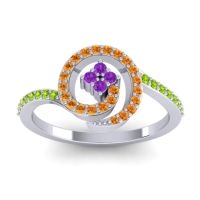 Amethyst Fashion Ring In 18k White Gold With Citrine And Peridot – Valaya Simple Ring