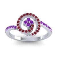 Amethyst Fashion Ring In 14k White Gold With Ruby – Valaya Simple Ring
