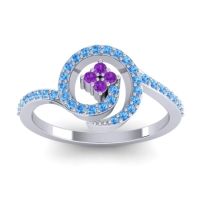 Amethyst Fashion Ring In Platinum With Swiss Blue Topaz – Valaya Simple Ring