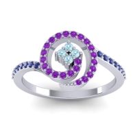 Aquamarine Fashion Ring In 18k White Gold With Amethyst And Blue Sapphire – Valaya Simple Ring