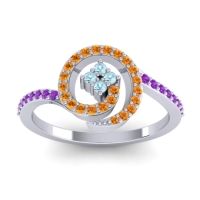 Aquamarine Fashion Ring In Palladium With Citrine And Amethyst – Valaya Simple Ring