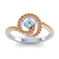 Aquamarine Fashion Ring In 18k White Gold With Citrine – Valaya Simple Ring