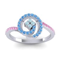 Aquamarine Fashion Ring In Palladium With Swiss Blue Topaz And Pink Tourmaline – Valaya Simple Ring