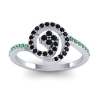 Black Onyx Fashion Ring In 14k White Gold With Emerald – Valaya Simple Ring