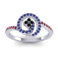 Black Onyx Fashion Ring In 14k White Gold With Blue Sapphire And Ruby – Valaya Simple Ring