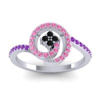 Black Onyx Fashion Ring In 18k White Gold With Pink Tourmaline And Amethyst – Valaya Simple Ring