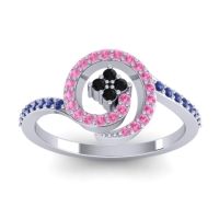 Black Onyx Fashion Ring In 14k White Gold With Pink Tourmaline And Blue Sapphire – Valaya Simple Ring