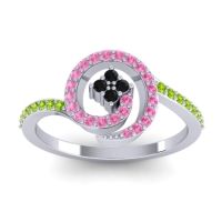 Black Onyx Fashion Ring In Platinum With Pink Tourmaline And Peridot – Valaya Simple Ring