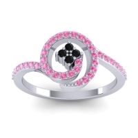 Black Onyx Fashion Ring In 18k White Gold With Pink Tourmaline – Valaya Simple Ring