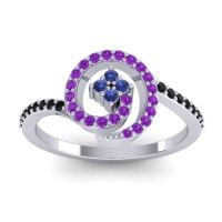 Blue Sapphire Fashion Ring In 18k White Gold With Amethyst And Black Onyx – Valaya Simple Ring