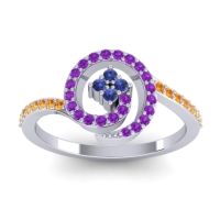 Blue Sapphire Fashion Ring In 18k White Gold With Amethyst And Citrine – Valaya Simple Ring
