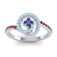 Blue Sapphire Fashion Ring In Platinum With Aquamarine And Garnet – Valaya Simple Ring