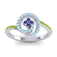 Blue Sapphire Fashion Ring In 14k White Gold With Aquamarine And Peridot – Valaya Simple Ring