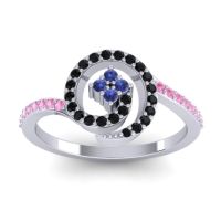 Blue Sapphire Fashion Ring In 18k White Gold With Black Onyx And Pink Tourmaline – Valaya Simple Ring
