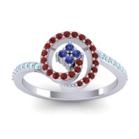 Blue Sapphire Fashion Ring In Platinum With Garnet And Aquamarine – Valaya Simple Ring