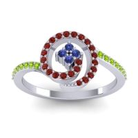 Blue Sapphire Fashion Ring In 18k White Gold With Garnet And Peridot – Valaya Simple Ring