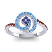 Blue Sapphire Fashion Ring In 18k White Gold With Swiss Blue Topaz And Garnet – Valaya Simple Ring