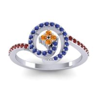 Citrine Fashion Ring In 14k White Gold With Blue Sapphire And Garnet – Valaya Simple Ring