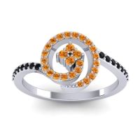 Citrine Fashion Ring In Palladium With Black Onyx – Valaya Simple Ring