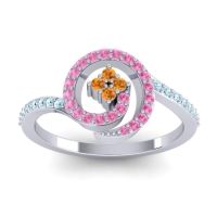 Citrine Fashion Ring In 14k White Gold With Pink Tourmaline And Aquamarine – Valaya Simple Ring