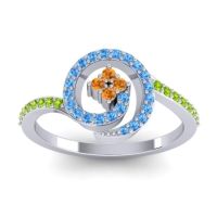 Citrine Fashion Ring In Palladium With Swiss Blue Topaz And Peridot – Valaya Simple Ring