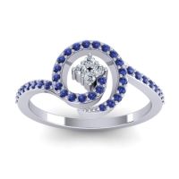 Diamond Fashion Ring In 14k White Gold With Blue Sapphire – Valaya Simple Ring