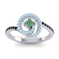 Emerald Fashion Ring In Palladium With Aquamarine And Black Onyx – Valaya Simple Ring