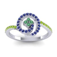 Emerald Fashion Ring In 14k White Gold With Blue Sapphire And Peridot – Valaya Simple Ring