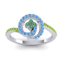 Emerald Fashion Ring In Platinum With Swiss Blue Topaz And Peridot – Valaya Simple Ring