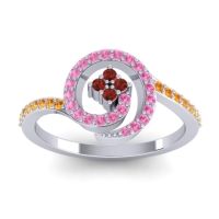 Garnet Fashion Ring In Platinum With Pink Tourmaline And Citrine – Valaya Simple Ring