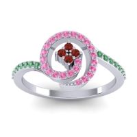 Garnet Fashion Ring In 14k White Gold With Pink Tourmaline And Emerald – Valaya Simple Ring