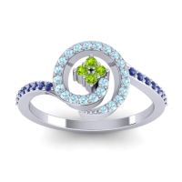 Peridot Fashion Ring In 14k White Gold With Aquamarine And Blue Sapphire – Valaya Simple Ring
