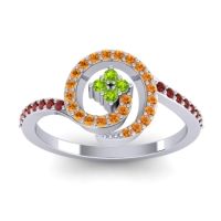 Peridot Fashion Ring In Platinum With Citrine And Garnet – Valaya Simple Ring