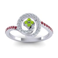 Peridot Fashion Ring In 14k White Gold With Lab Diamond And Ruby – Valaya Simple Ring