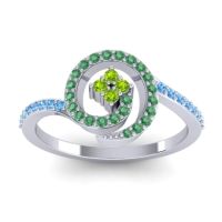 Peridot Fashion Ring In 14k White Gold With Emerald And Swiss Blue Topaz – Valaya Simple Ring