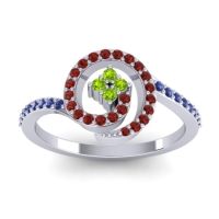 Peridot Fashion Ring In 18k White Gold With Garnet And Blue Sapphire – Valaya Simple Ring