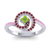 Peridot Fashion Ring In 14k White Gold With Ruby And Pink Tourmaline – Valaya Simple Ring
