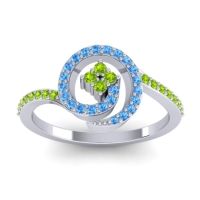 Peridot Fashion Ring In Palladium With Swiss Blue Topaz – Valaya Simple Ring