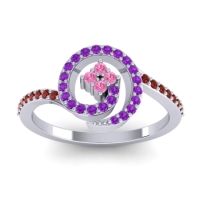 Pink Tourmaline Fashion Ring In Palladium With Amethyst And Garnet – Valaya Simple Ring