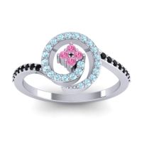 Pink Tourmaline Fashion Ring In 18k White Gold With Aquamarine And Black Onyx – Valaya Simple Ring