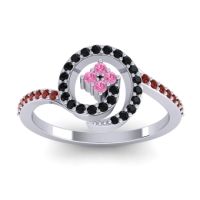Pink Tourmaline Fashion Ring In Palladium With Black Onyx And Garnet – Valaya Simple Ring